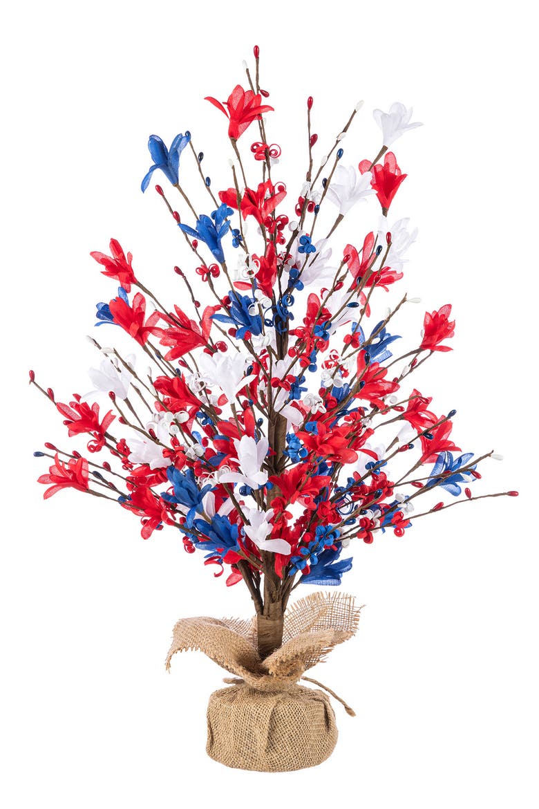 21"H Patriotic Americana Floral Table Tree, Alternate, color, Blue