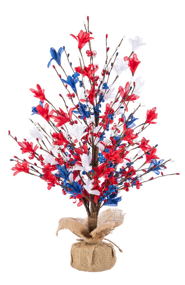 Glitzhome 21"H Patriotic Americana Floral Table Tree, Alternate, color, 