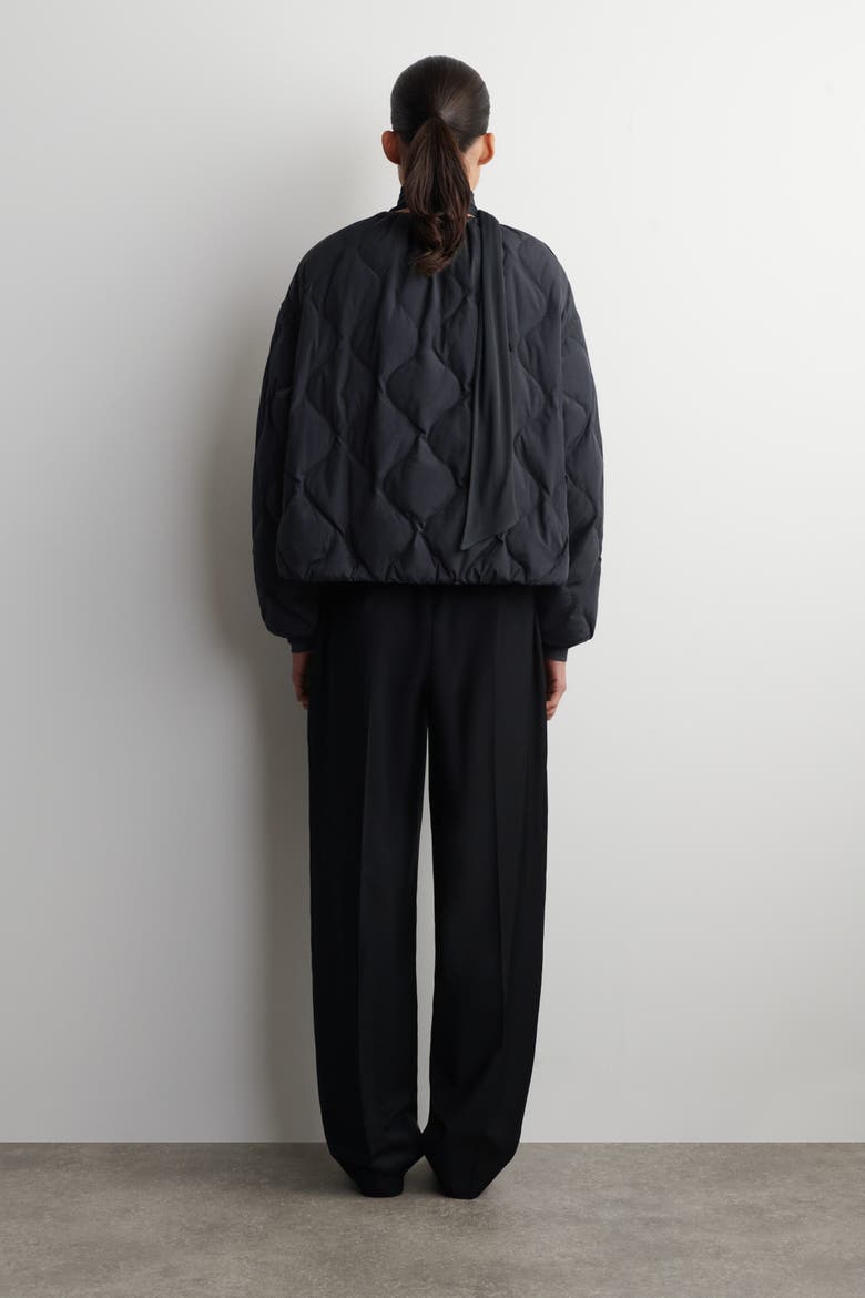 Gathered Quilted Down Jacket, Alternate, color, NAVY