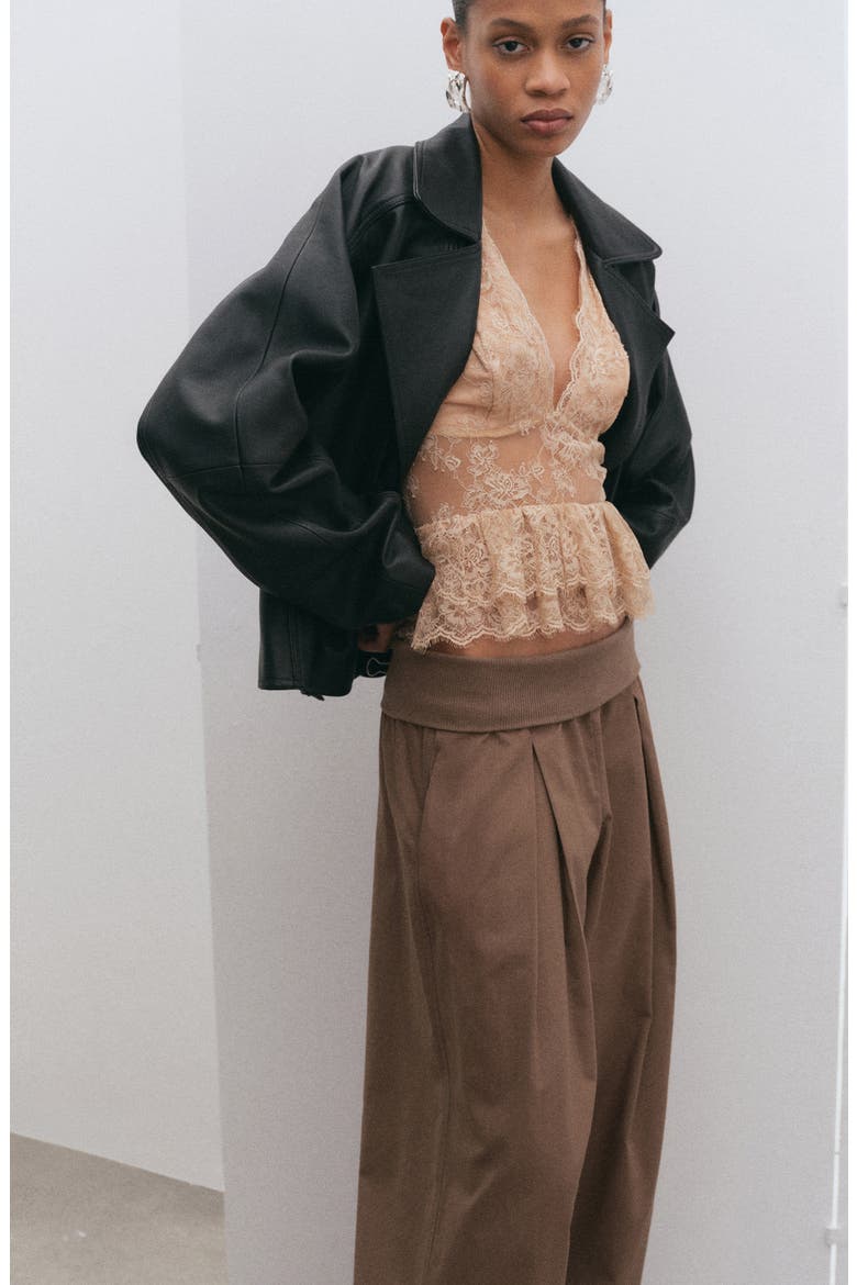 Pull-On High Waist Cotton Balloon Pants, Alternate, color, MEDIUM BROWN