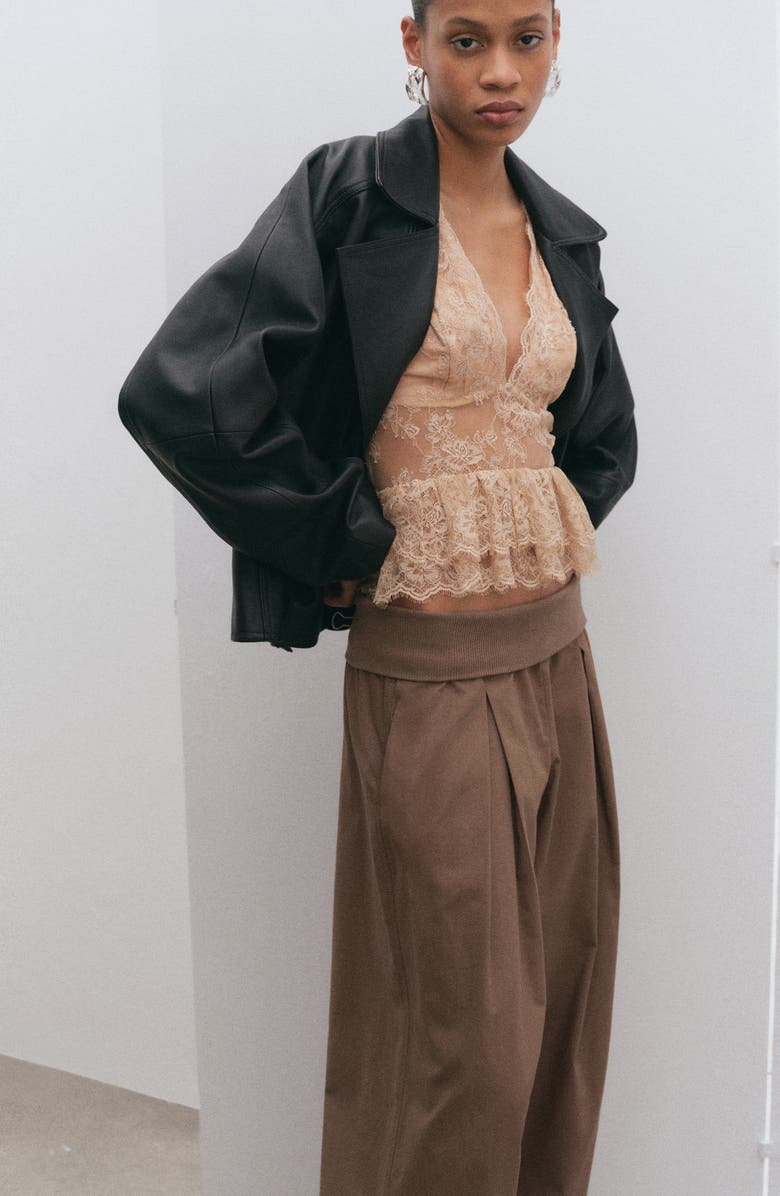 MANGO Pull-On High Waist Cotton Balloon Pants, Alternate, color, 