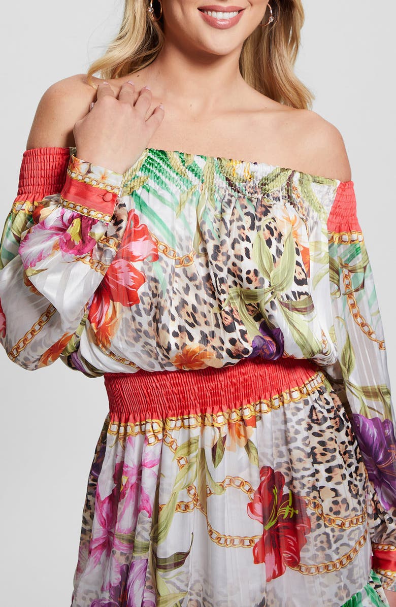 GUESS Long Sleeve Off the Shoulder Dress, Alternate, color,