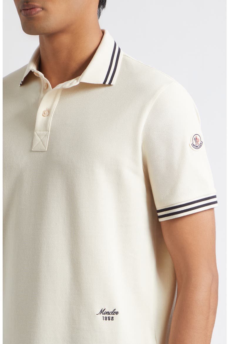 Tipped Cotton Piqué Polo, Alternate, color, IVORY