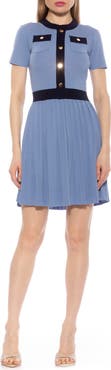 Alexia Admor Anders Short Sleeve Pleated Fit & Flare Dress
