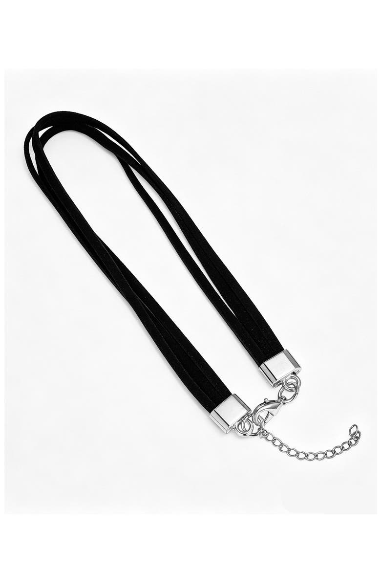 Velvet Three Strand Choker Necklace, Main, color, BLACK