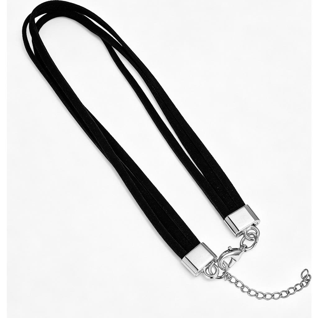Steeltime Velvet Three Strand Choker Necklace In Black