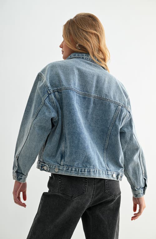Jemina Denim The Aura Cropped Denim Jacket In Blue