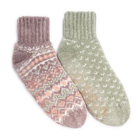 Muk Luks Women's 2 Pair Pack Cabin Chenille Socks