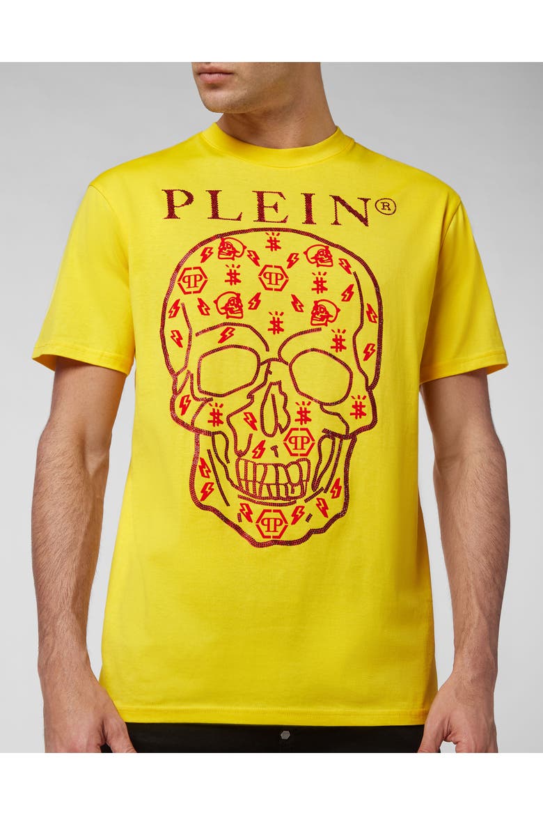 T-shirt Round Neck Ss With Crystals Men, Alternate, color, yellow