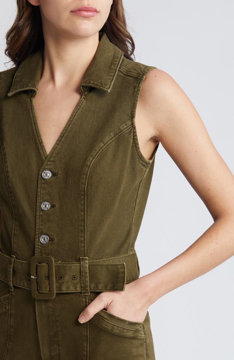 PAIGE Sasha Belted Denim Jumpsuit, Alternate, color, Vintage Olive Meadow