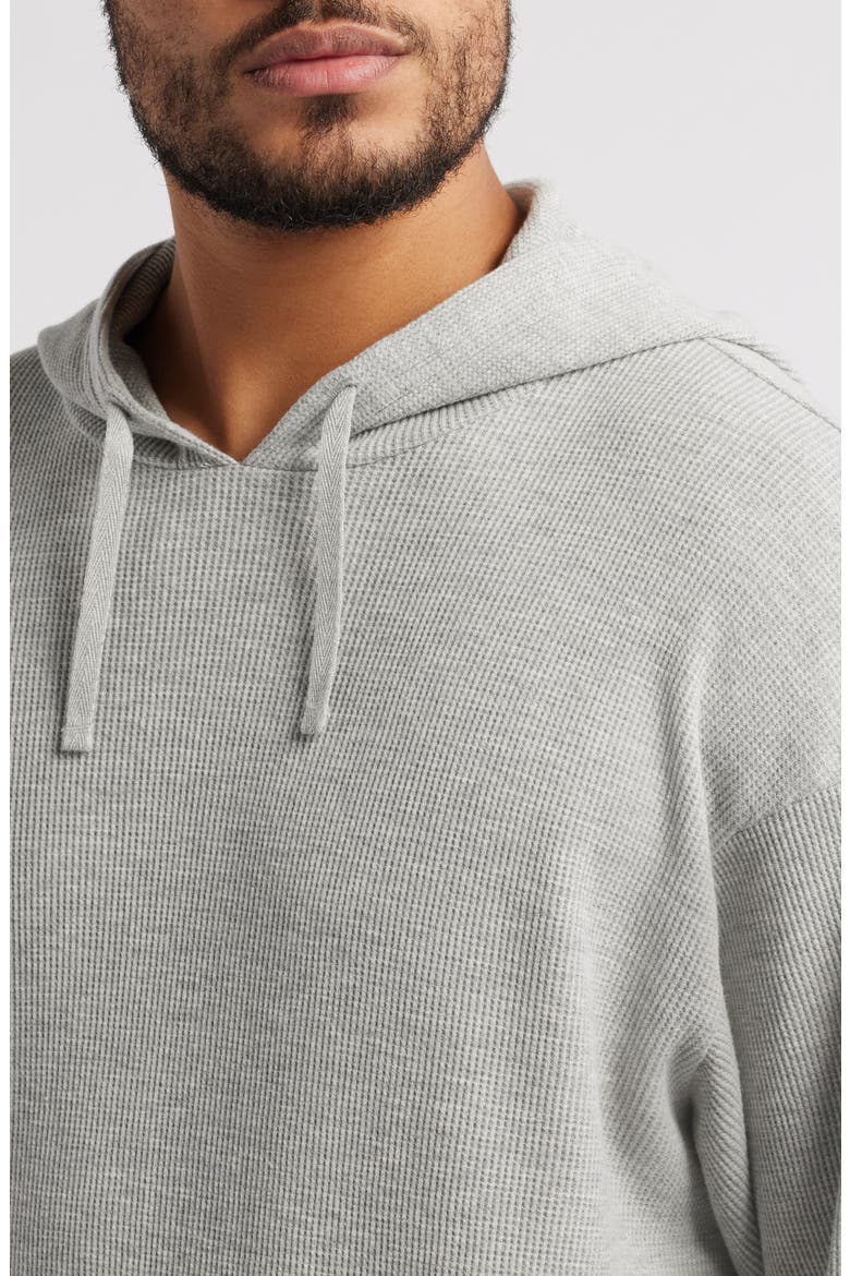 Cotton Blend Thermal Hoodie, Alternate, color, GREY HEATHER