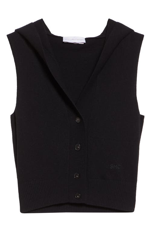 Stella Mccartney Cozy Hooded Virgin Wool Crop Sweater Vest In Black