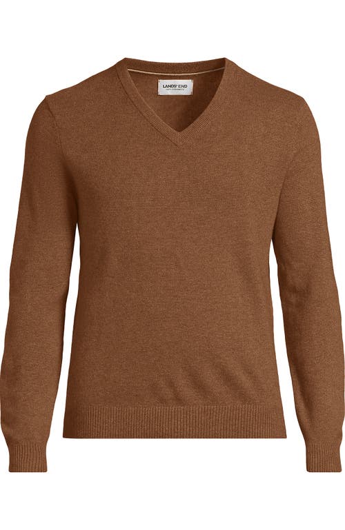 Lands' End Fine Gauge Cashmere V-neck Sweater In Brown
