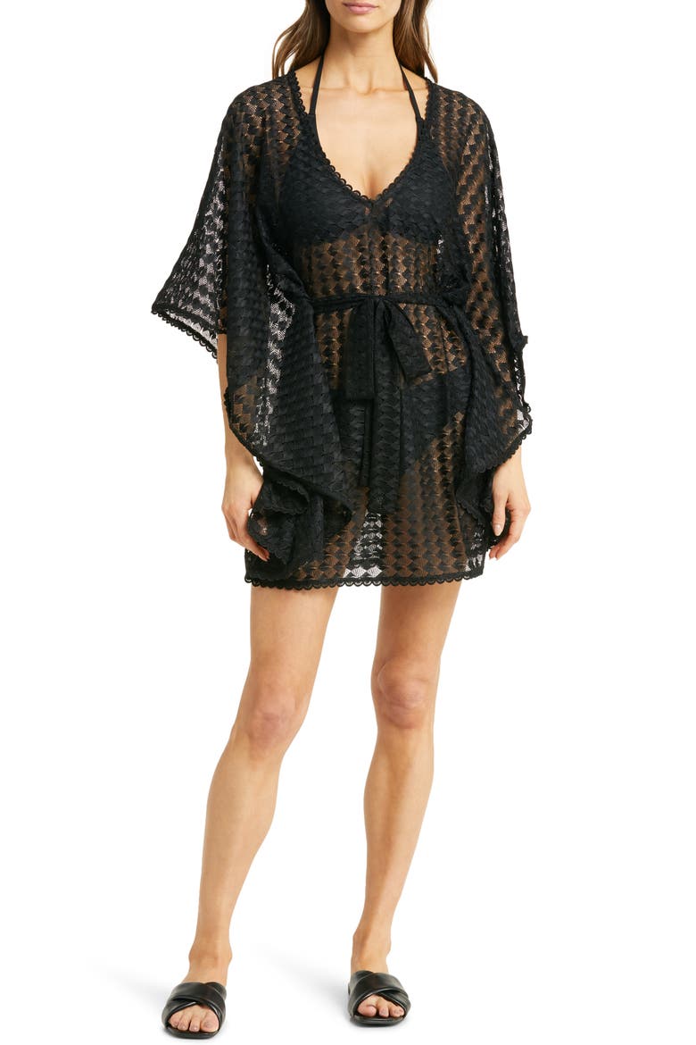 Petra Eyelet Cover-Up Dress, Main, color, BLACK