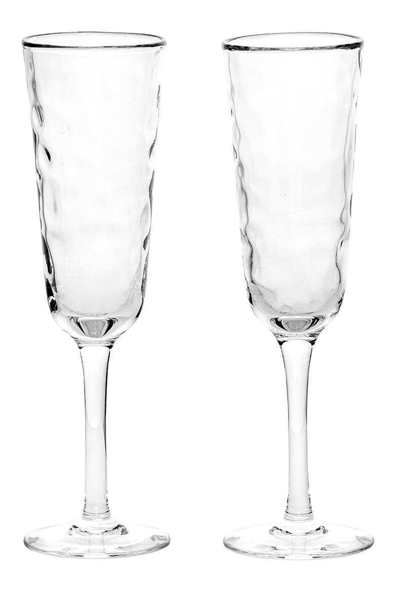 Puro Set of 2 Toasting Flutes, Main, color, CLEAR
