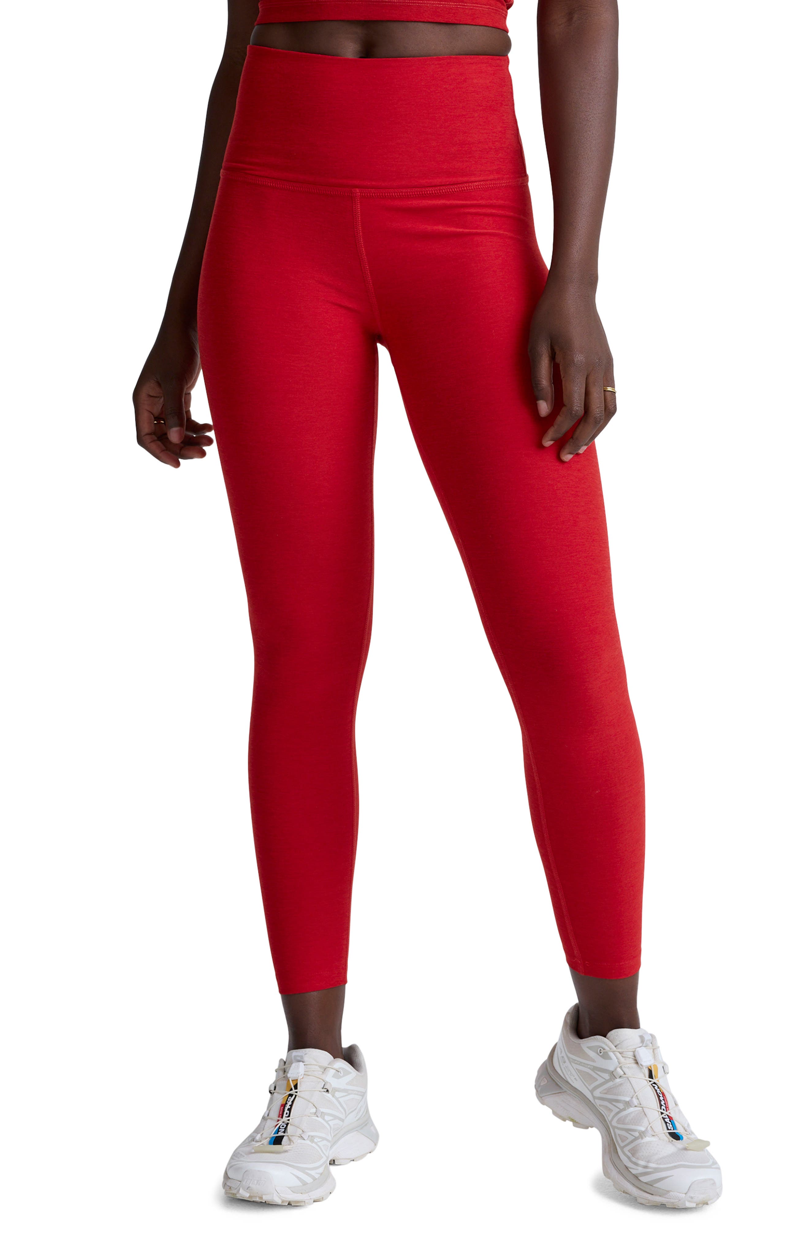 Beyond Yoga Spacedye Caught In The Midi Legging In Coral Glow Heather In Multi