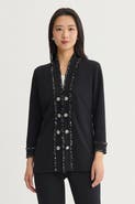 Ming Wang Stretch Deco Crepe Eyelash Jacket