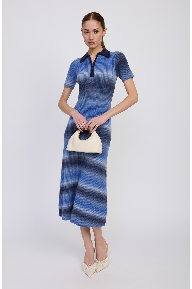 Ora Rib Midi Sweater Dress, Alternate, color, NAVY LIGHT BLUE IVORY