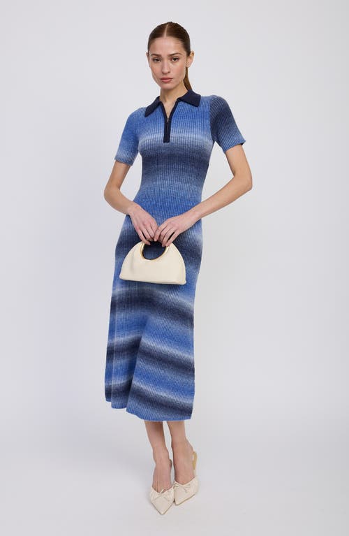 En Saison Ora Knit Midi Dress In Navy Light Blue In Blue