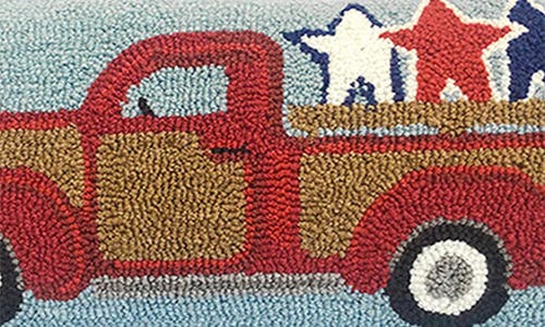 R16 Home Americana Vintage Truck Indoor/outdoor Throw Pillow In Blue Multi