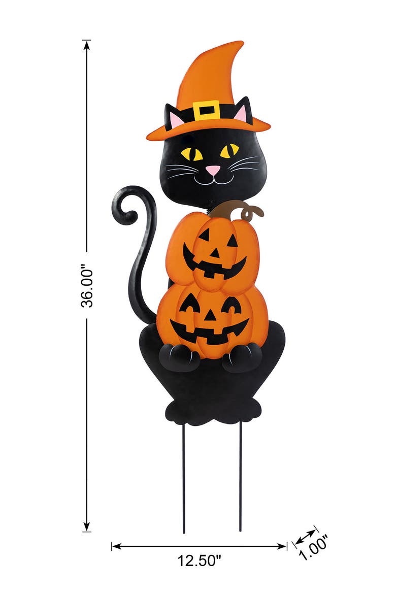 Halloween Metal Cat Dog or Cow Yard Stakes, Alternate, color, Black