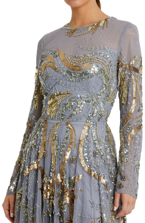 Mac Duggal Womens Embellished Long Evening Dress In Platinum Gold