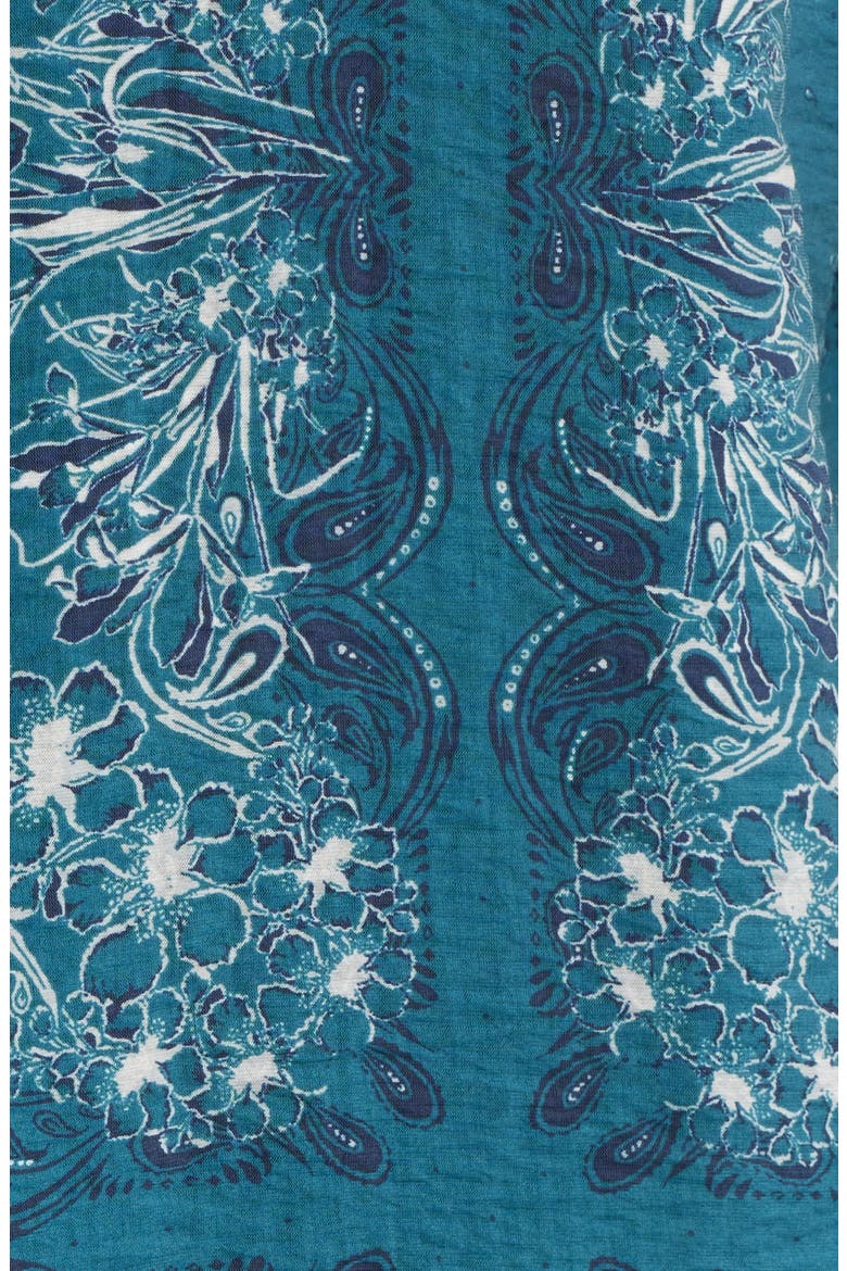 Floral Print Short Sleeve Button-Up Shirt, Alternate, color, TEAL FRAMED FLORAL