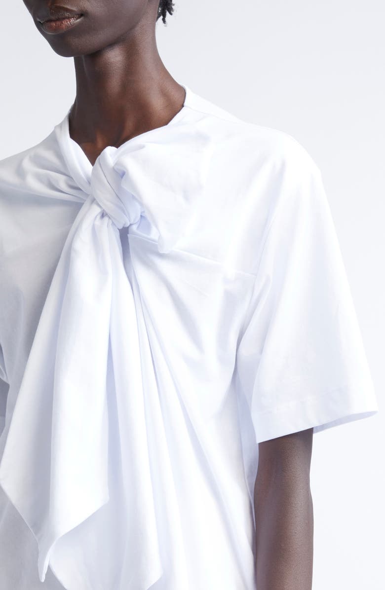 Dries Van Noten Hebitta Bow Neck Short Sleeve T-Shirt, Alternate, color, White