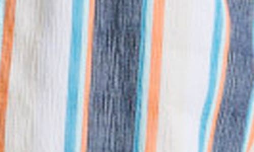 Original Penguin Crinkle Stripe Short Sleeve Button-up Shirt In Blue Wing Teal