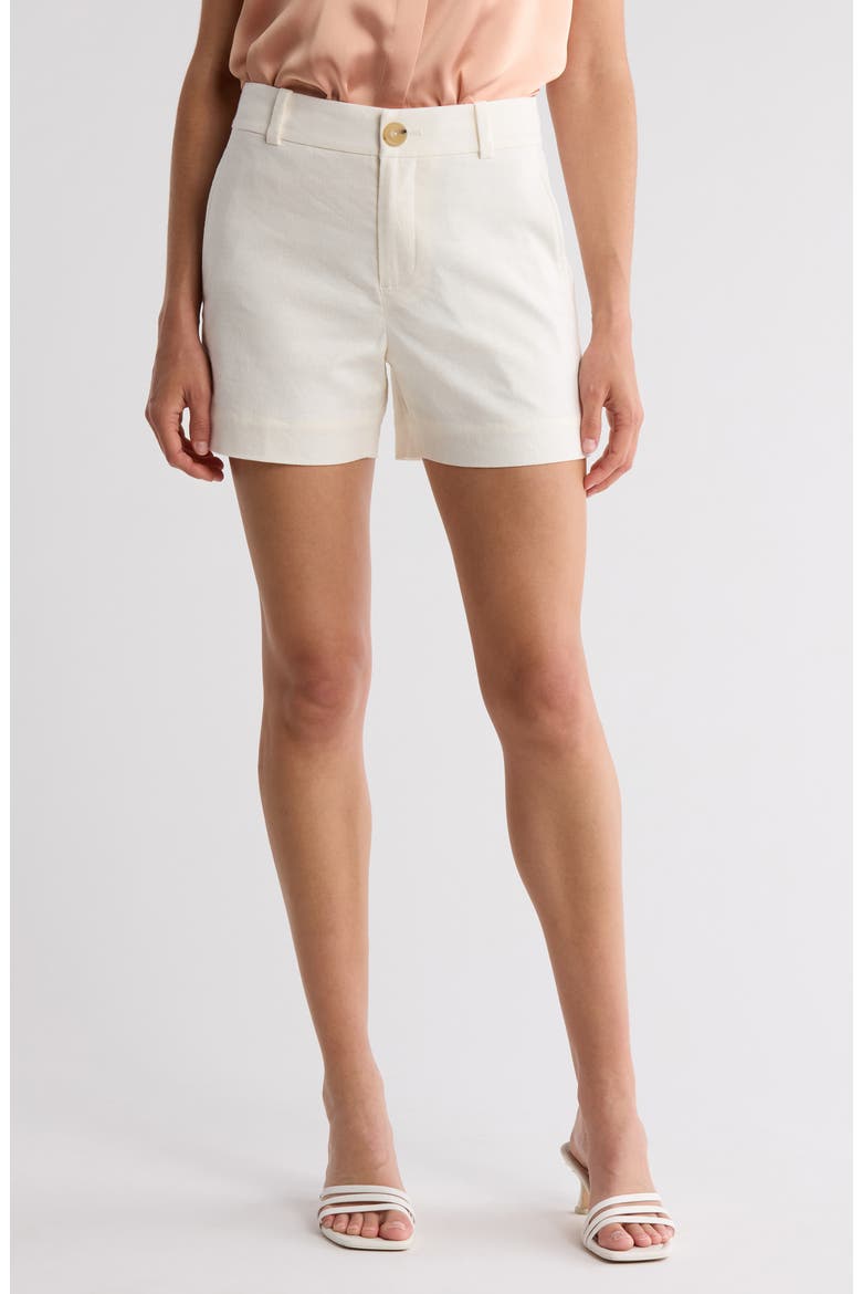 Casual Linen Blend Shorts, Main, color, OFF WHITE