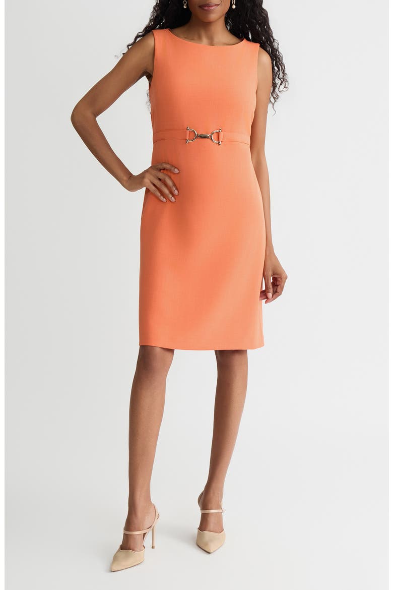 Belted Sheath Dress, Main, color, MANDARIN