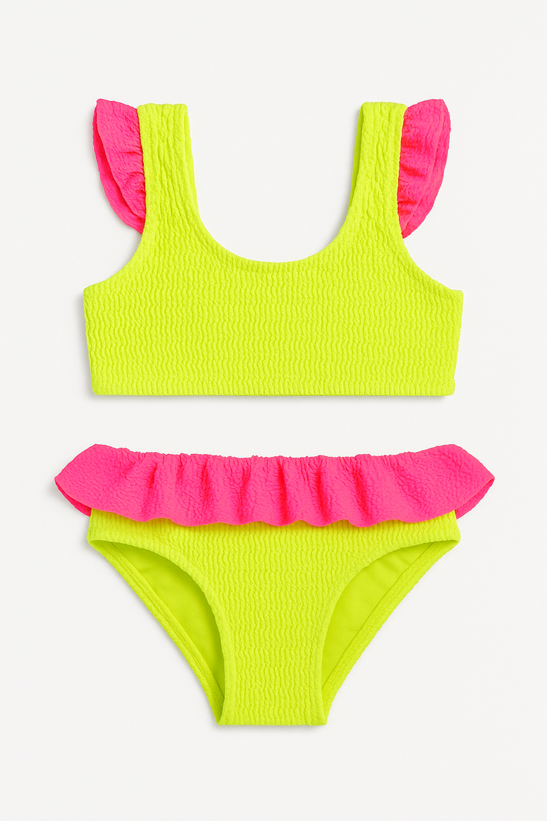 Infant Crinkle Ruffle Bikini, Alternate, color, Lime