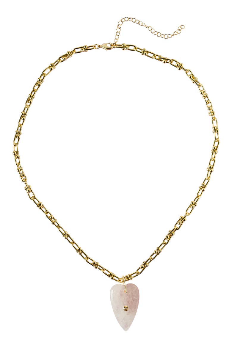 Heart of Stone Pendant Necklace, Main, color, GOLD