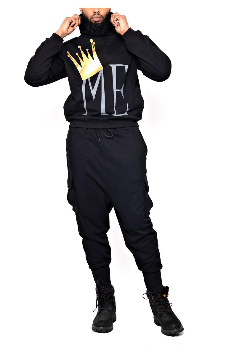 Dai Moda Men's Crown Me Hoodie, Alternate, color, Black