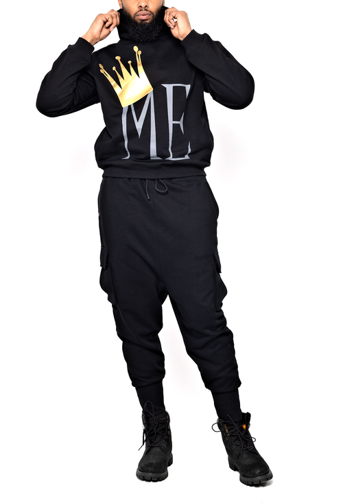 Dai Moda Mens' Caviar Embroidery Print Sweater In Black