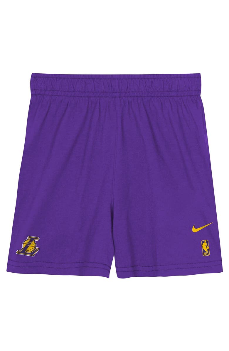 Nike Youth Nike Purple Los Angeles Lakers Practice T-Shirt & Shorts Set, Alternate, color, Purple