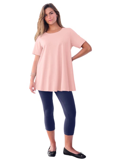 Plus Size Ultimate Cotton Crewneck Short Sleeve Swing Tee (Plus)