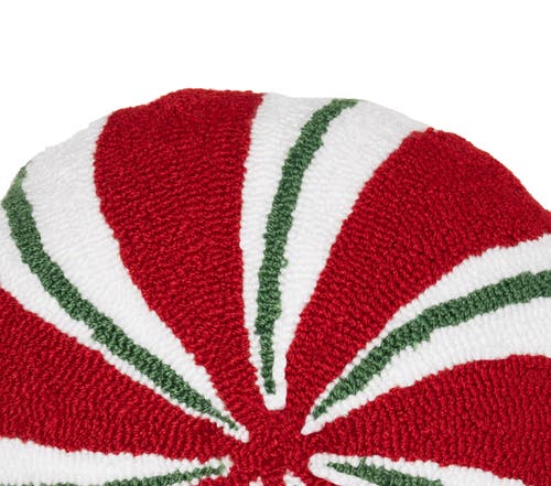 C & F Home C&f Home Christmas Peppermint Shaped Hooked Pillow In Red