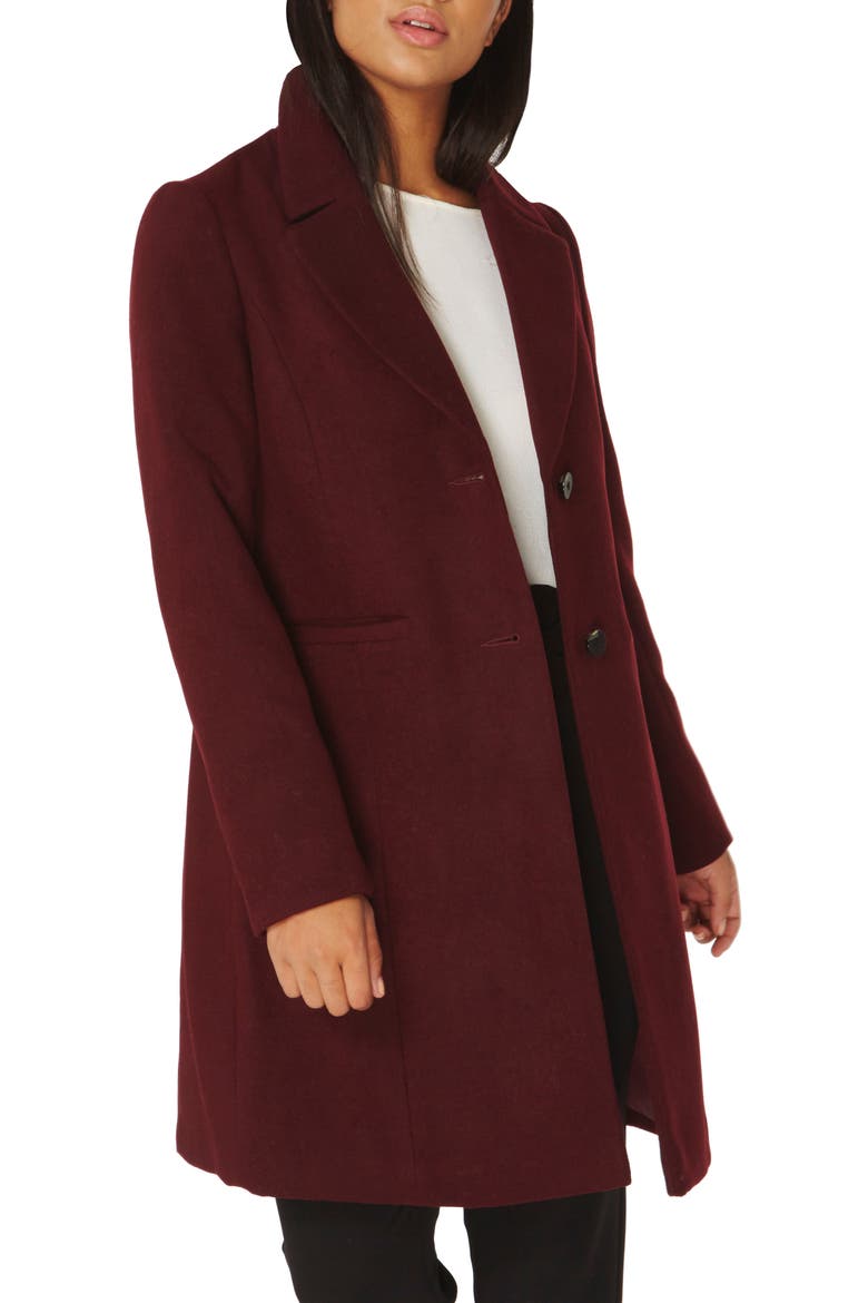 Single Breasted Coat, Alternate, color, BERRY RED