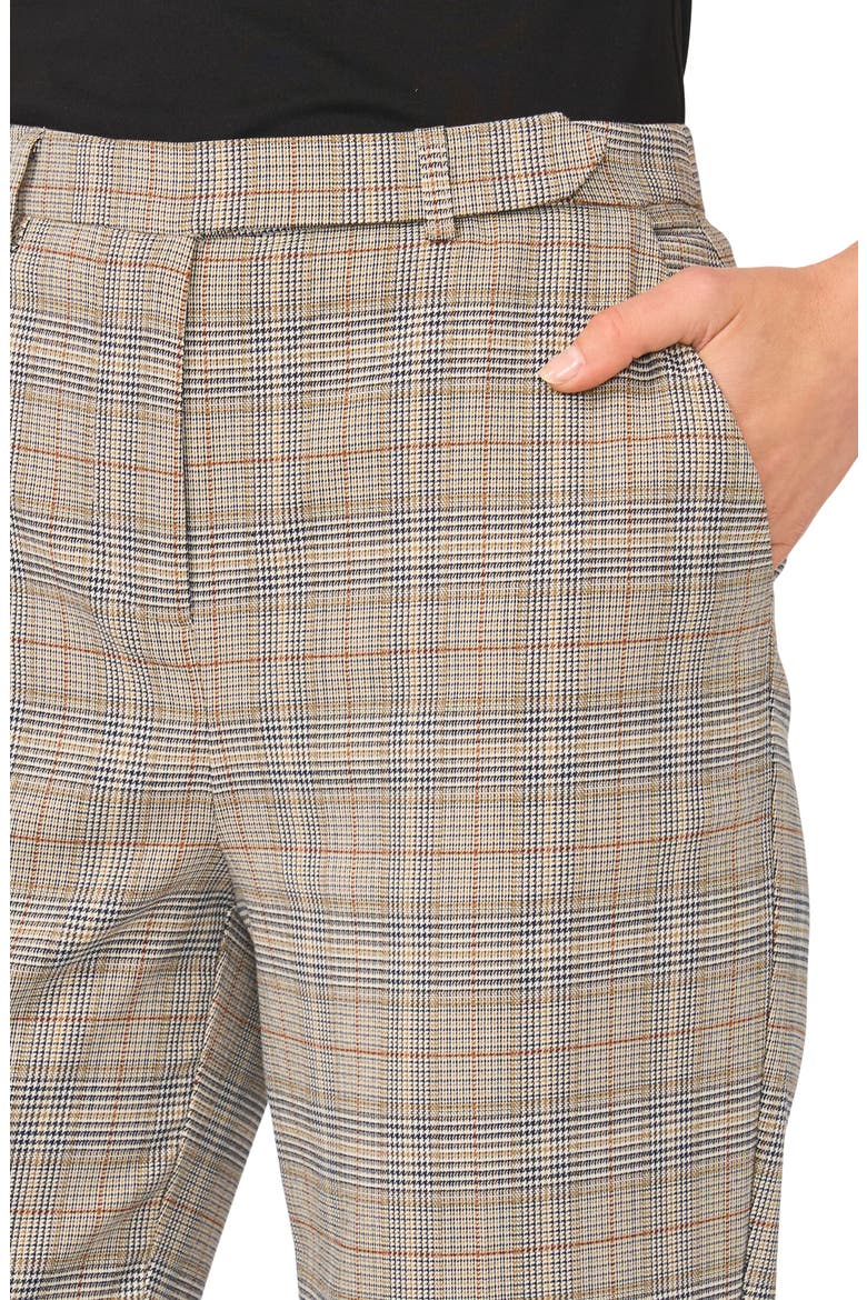 Plaid Crop Pants, Alternate, color, TOBACCO BROWN