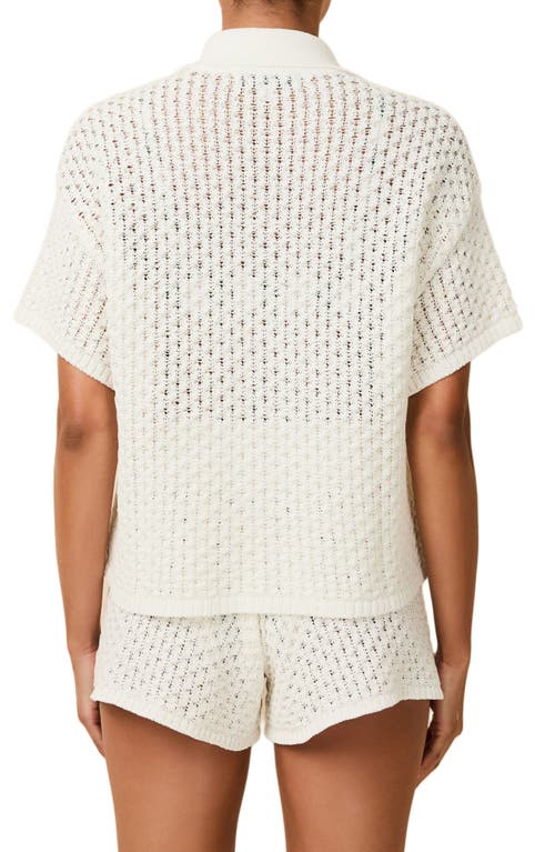 Solid & Striped The Hannah Open Stitch Cotton Button-up Polo Sweater