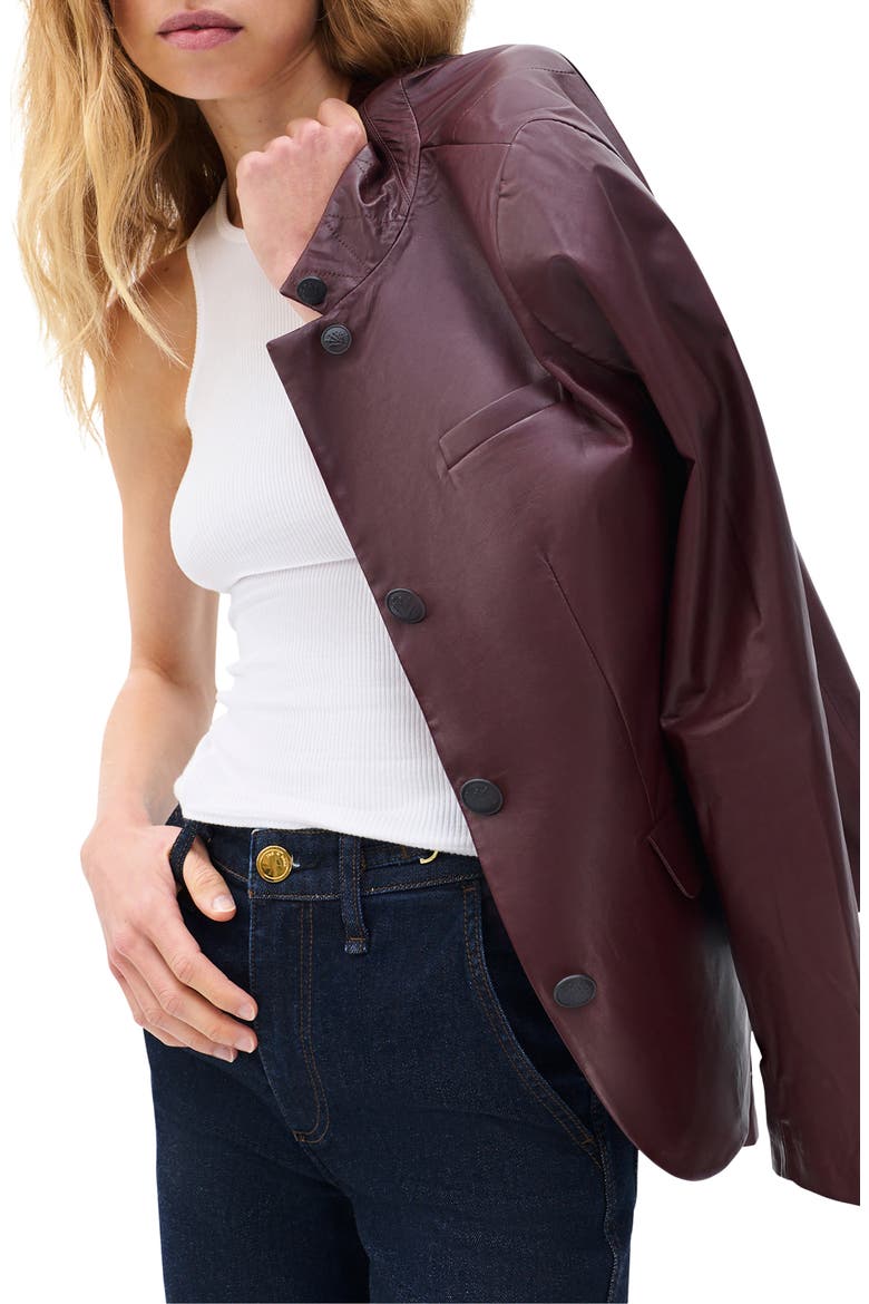 Slade Leather Blazer, Alternate, color, BURGUNDY