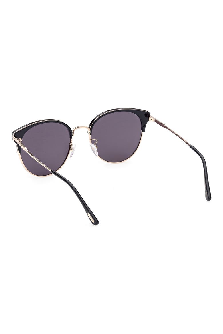 61mm Round Sunglasses, Alternate, color, SHINY BLACK / SMOKE