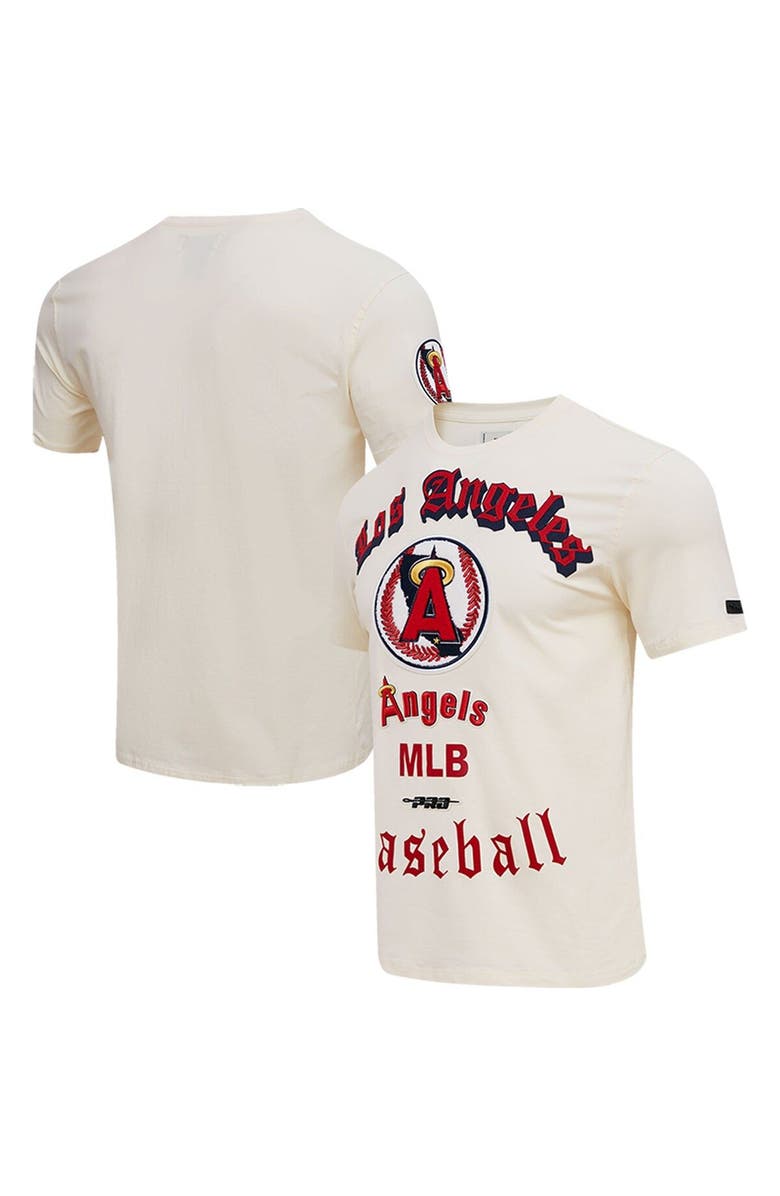 PRO STANDARD Men's Pro Standard Cream Los Angeles Angels Cooperstown Collection Old English T-Shirt, Alternate, color, 