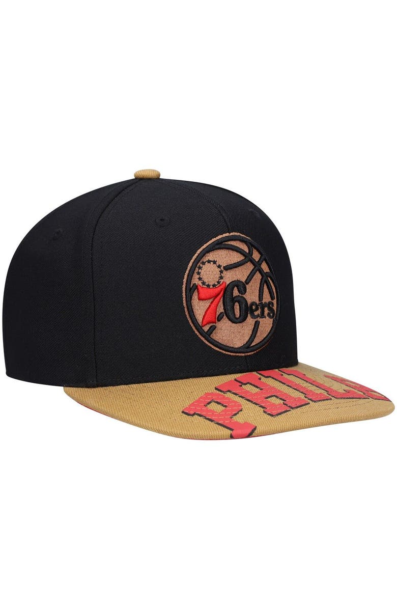 Mitchell & Ness Men's Mitchell & Ness x Lids Black/Tan Philadelphia 76ers Current Reload 3.0 Snapback Hat, Alternate, color, 