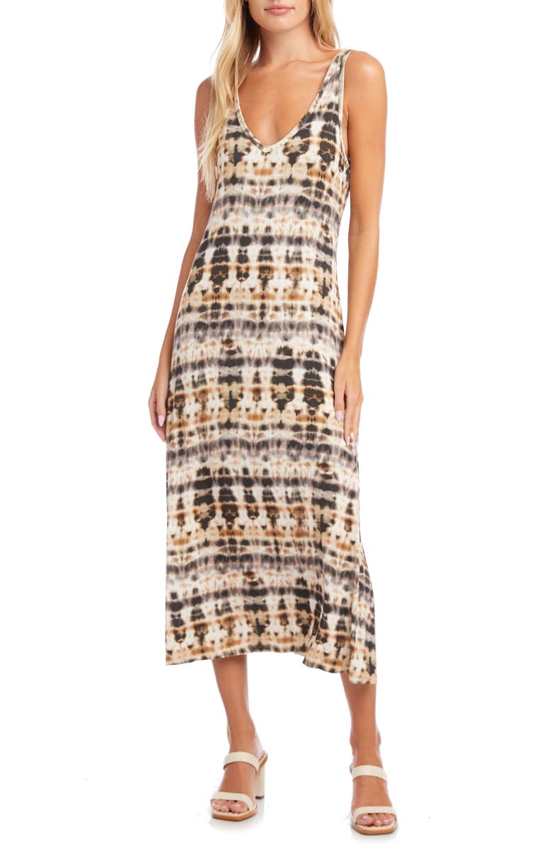 Karen Kane Brigitte Tie Dye Sleeveless Midi Dress, Main, color, 