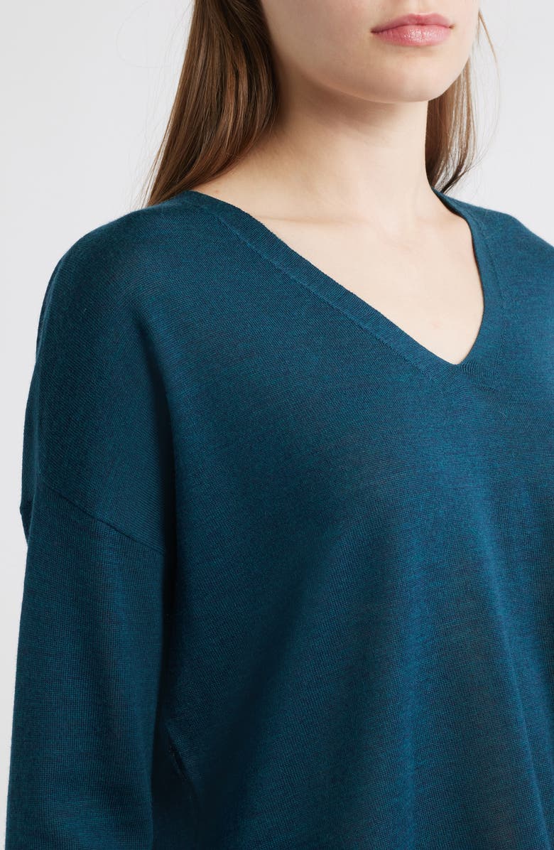 Eileen Fisher Boxy Merino Wool Sweater, Alternate, color, Blue Spruce