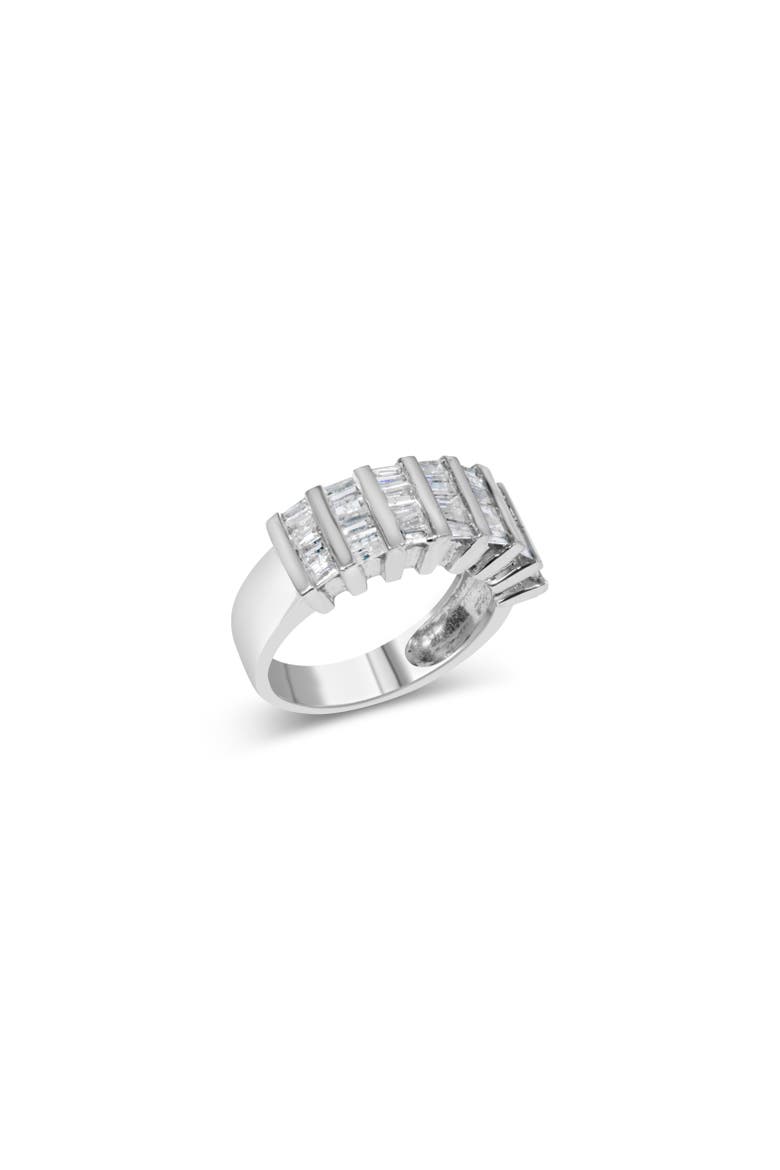 Silver 1.0 Ctw Baguette Cut Diamond Vertical Channel Fluted Multi-Row Ring, Main, color, Silver
