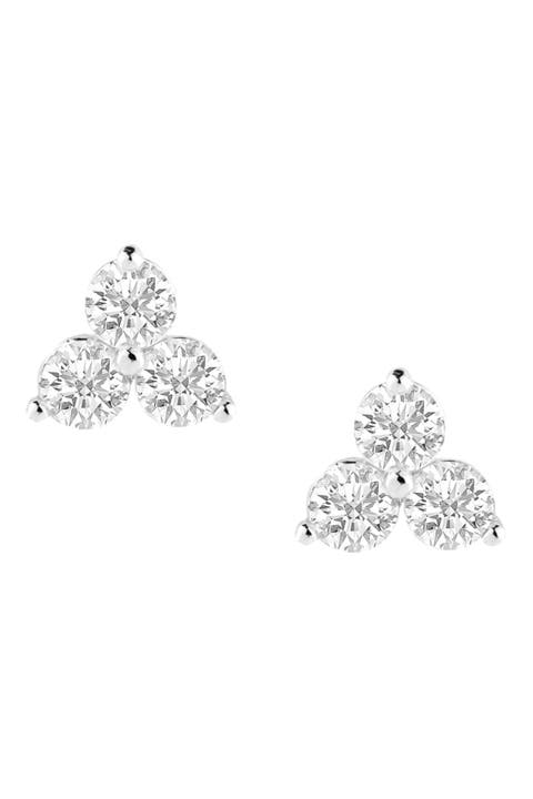 Round Cut CZ Trio Stud Earrings