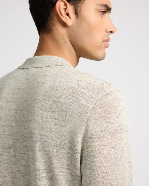 Onia Linen Long Sleeve Sweater Polo In Gray